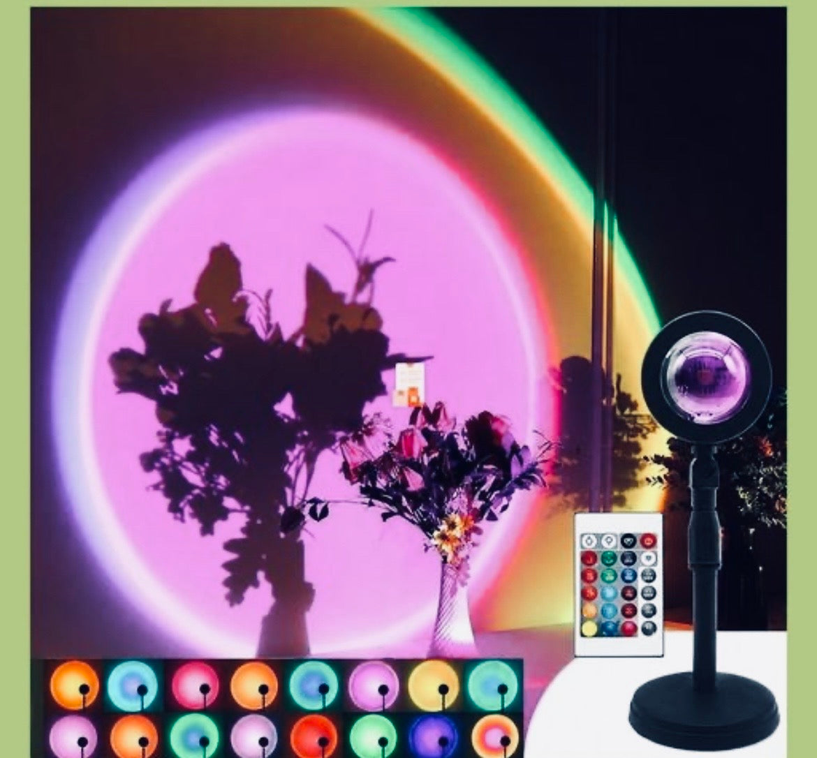 RGB Sunset Projection Lamp with Remote | 16 Colors LED Mood Light